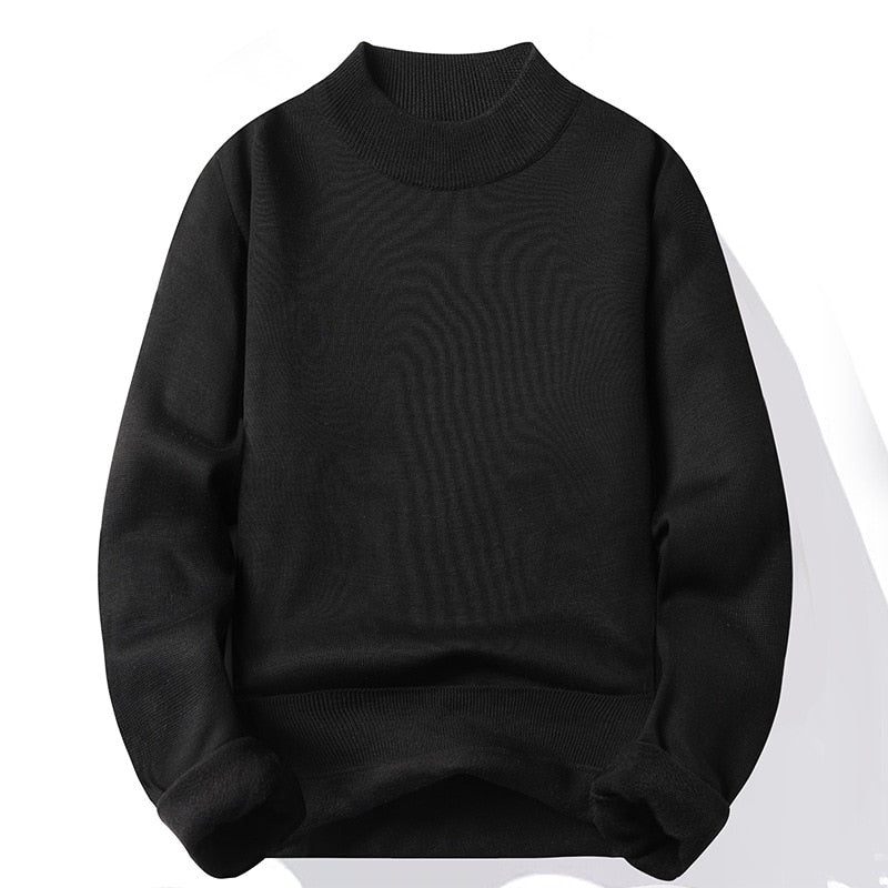 Fashion Men's Casual Slim Fit Basic Turtleneck Knitted Sweater High Collar Pullover Male Double Collar Autumn Winter Tops