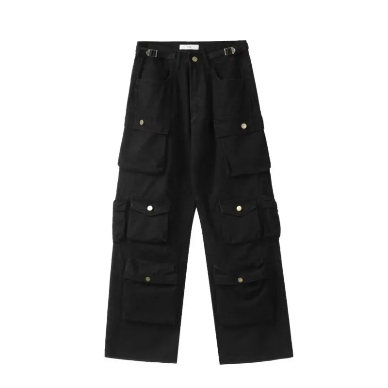 Spring Cargo pants New Popular Rice White Multi-pockets Overalls Harajuku stays Men Loose Casual Trousers Straight Mopping Pants