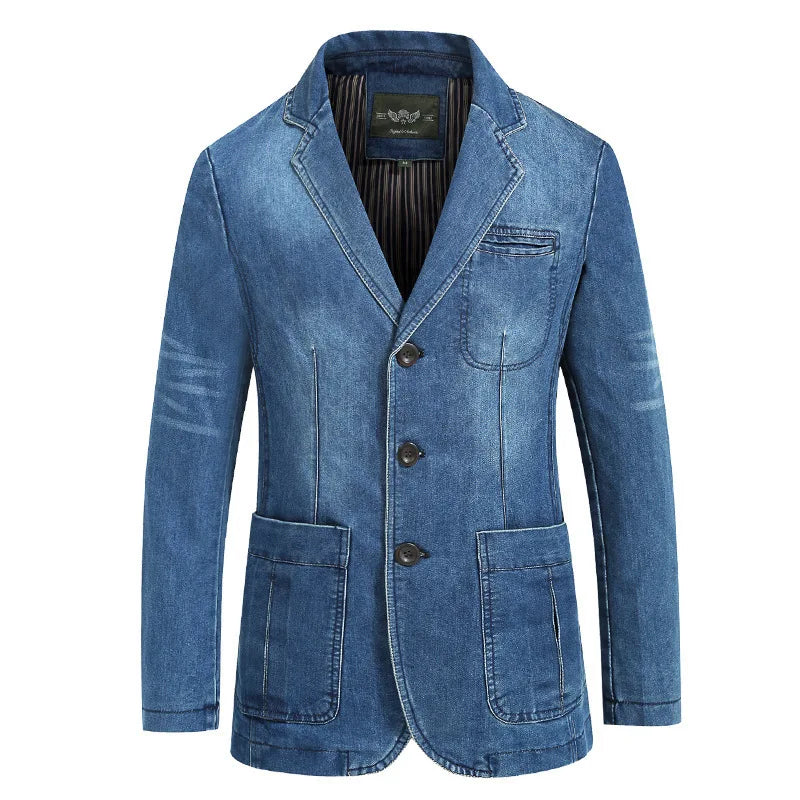 Men's Denim Suits Men's Cotton Denim Small Suit Slim Large Size Jacket Coat