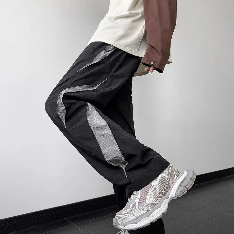 saferido American Streetwear Men Clothing Straight Pants Spring Autumn New Fashion Harajuku Oversize Elastic Waist Casual Wide Trousers