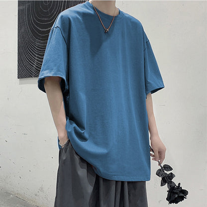 100% Cotton Five Half Sleeve Men's Women Summer T-shirt Loose Short-sleeved Casual Basic Shirt O Neck Solid Color Oversize