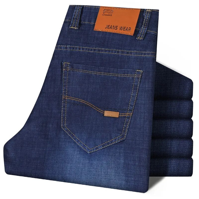 Oversize 42 44 Men Jeans Pants  New Casual Classic Blue Stretch Jeans Business Fashion Casual Denim Trousers Brand Pants