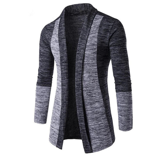 Autumn Winter Retro Men Sweater Men's Cardigan Stitching Contrast Color Long-Sleeved Slim-Fit Sweater Jacket Masculina