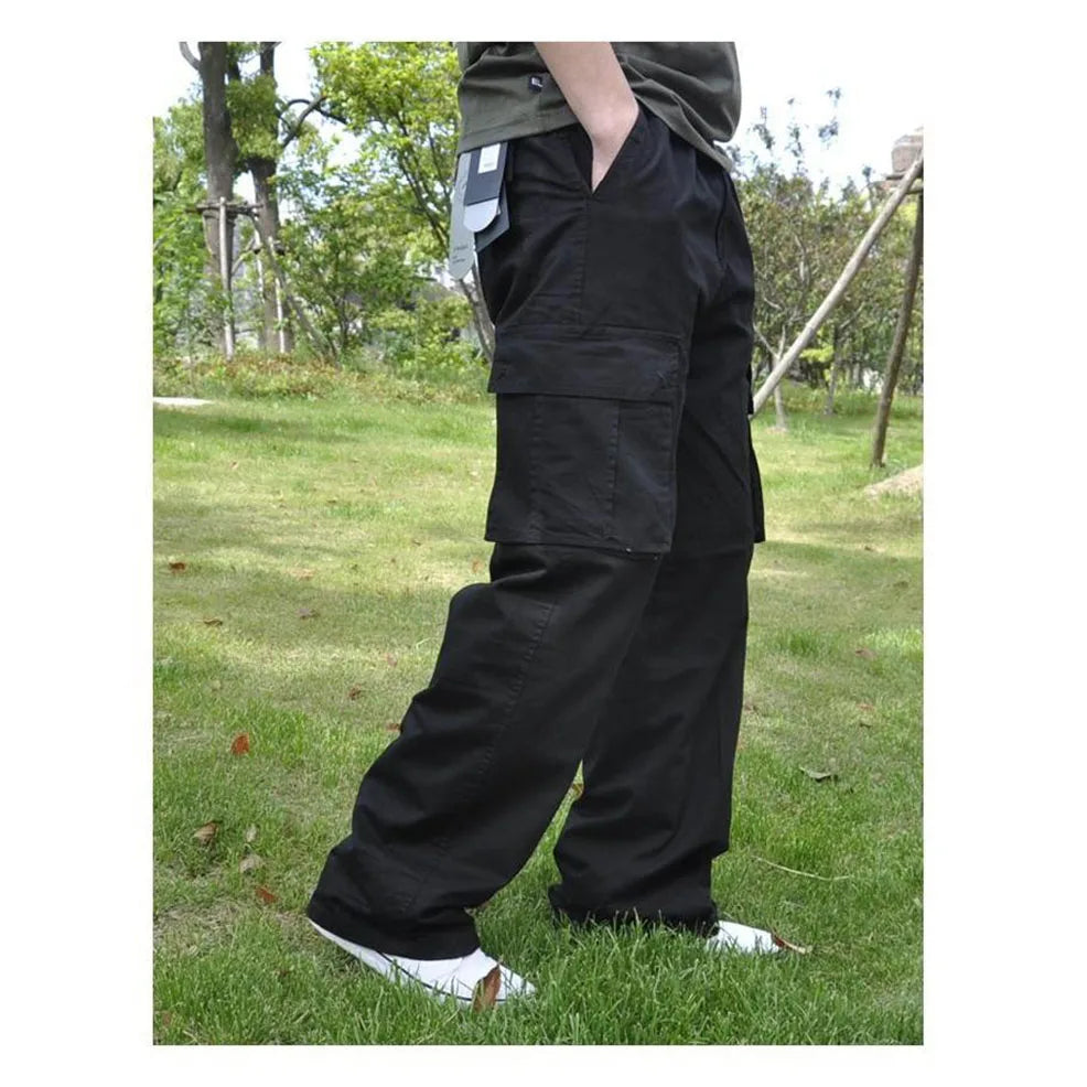 Men Plus Large Size Cargo Pants Cotton Straight Oversize Tracksuit Wide Leg Tactical Baggy Trousers Spring Summer 5XL 6XL