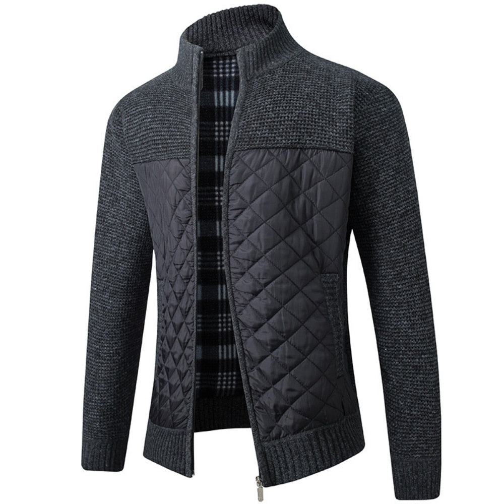 Autumn Winter New Men's Jacket Slim Fit Stand Collar Zipper Jacket Men Solid Thick Warm Jacket Men Sweater