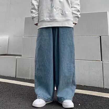 saferido Baggy Jeans Trousers Male Denim Pants Black Wide Leg Pants Men's Jeans Loose Casual Korean Streetwear Hip Hop Harajuku