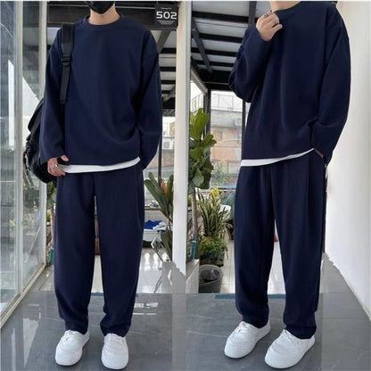 2 Piece Set Men Loose Fit Tracksuit Men Fashion Clothing Korean Style Men Streetwear Solid Color Hip Hop Dancing Clothing