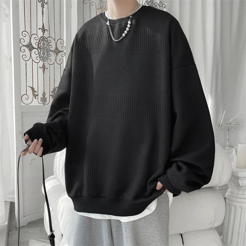 Hoodies Jacquard Sweatshirt Mens White Pullover Streetwear Casual Fashion Clothes Mens Oversized Korean Harajuku T Shirt