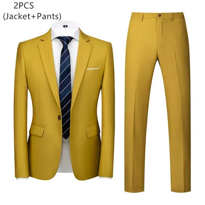 saferido (Jacket+Vest+Pants) Men Business Suits British Style MenWedding Dress Slim Fitting Blazer Trousers 3 Piece Elegant Male Tuxedo