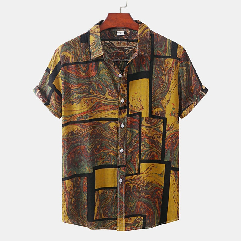 Shirt For Men Short Sleeve Tops  Summer Mens Hawaiian Shirts Casual Tropical Plants Print Beach Aloha Shirts And Blouses 5xl