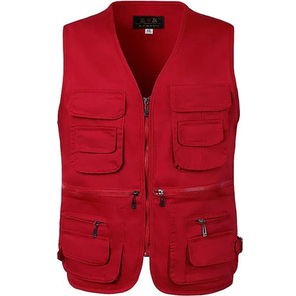 Spring Autumn Men's Fishing Vest Outdoor Multi-pocket Sleeveless Tactical Vest Hunting Hiking Travel Casual Waistcoat Jacket