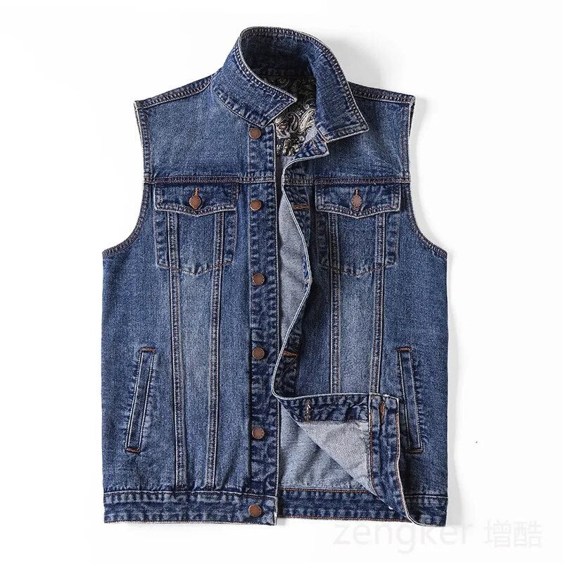 Men's Denim Vest Jacket Sleeveless Cowboy Vest Large Sizes 5XL-7XL Handsome Vest for Men Sleeveless coats