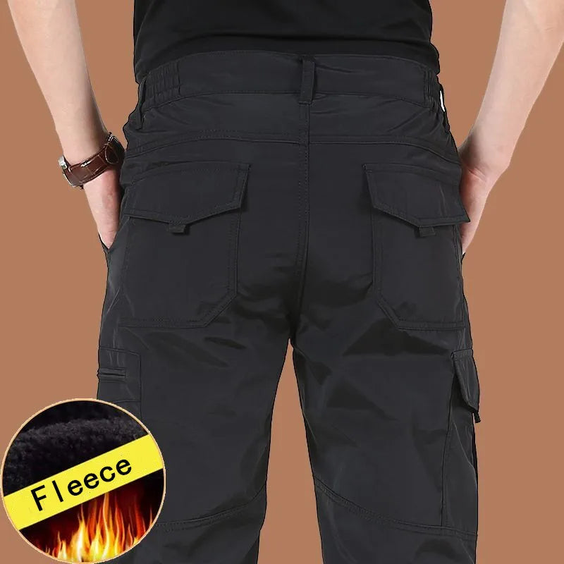 Men Winter Thick Warm Cargo Pants Casual Fleece Linner Outdoor Waterproof Long Trousers Baggy Joggers Worker Cargo Pants 4XL Men