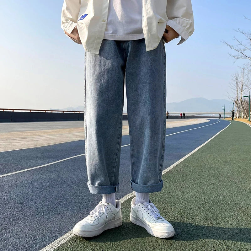 saferido Spring brand straight loose trouser  Korean High street men and women can wear denim classic fashion trend boys girls jeans