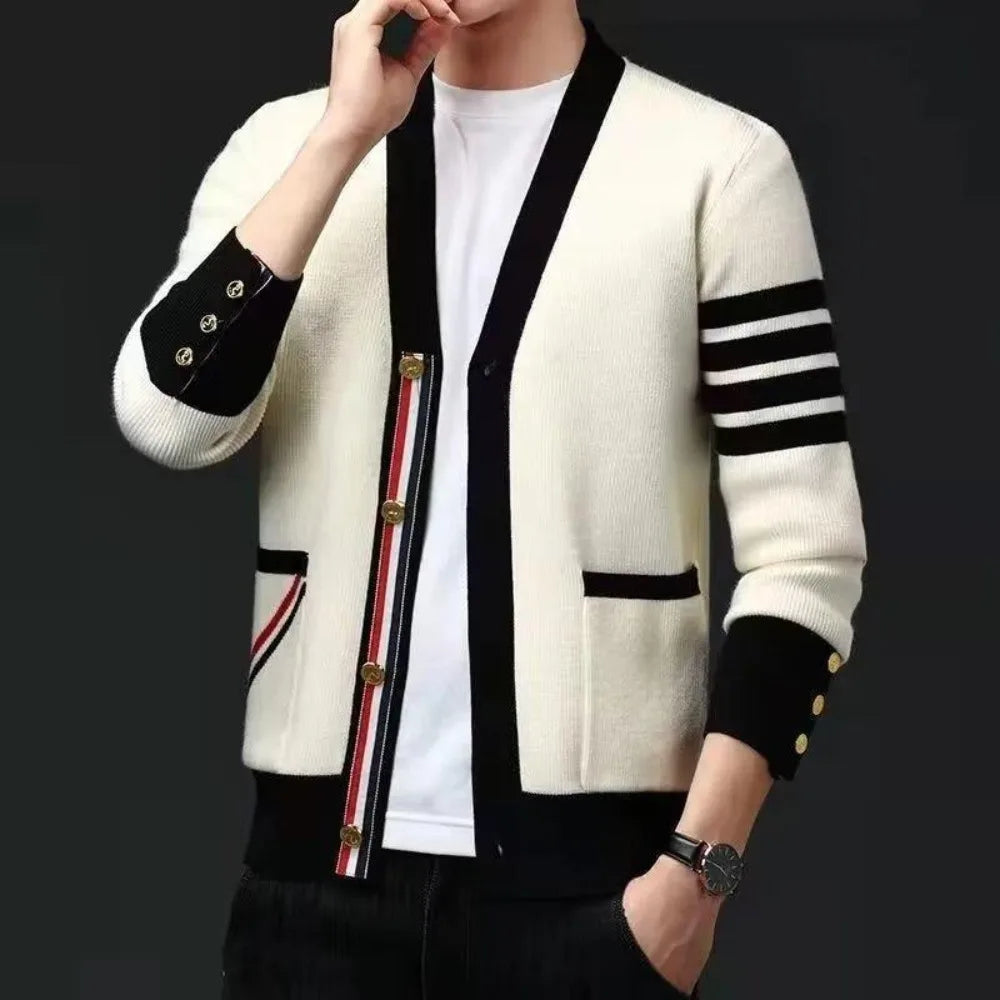 Men's knit cardigan autumn and winter new casual loose sweater coat men's handsome sweater clothes