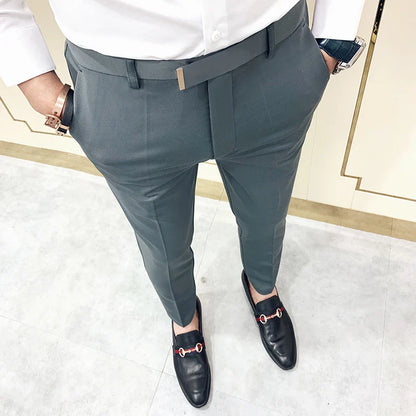 saferido  Suit Pants Spring Man Suit Pants Fashion Casual Slim Business Suit Pants Men Wedding Party Work Trousers Classic Large 36