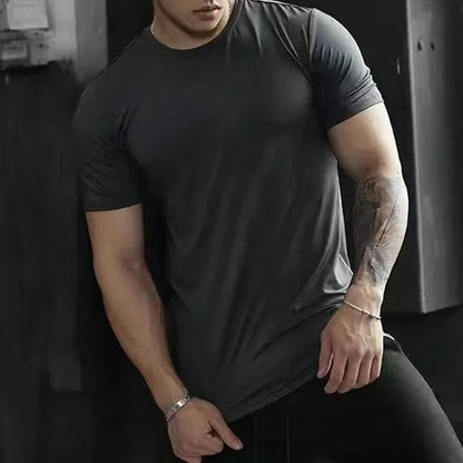 saferido Gym Vest Workout Top 2024 Mens Thin Slim Fit Casual Solid Color Sports T-Shirt Running Sexy Top Short-Sleeved L American Fitness