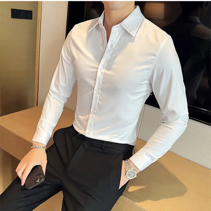 saferido  Brand Clothing Men's Spring High Quality Long Sleeve Shirts/Male Slim Fit Business Office Dress Shirt Camisas Masculinas