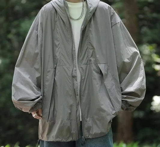 Jackets Men Hooded Thin Summer Breathable Sun-proof Fashion Loose Full Sleeve Outdoor Unisex Normcore Solid Chic