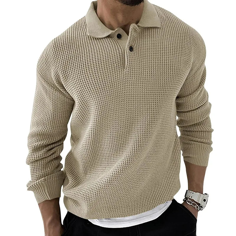 Vintage Sweater Man Korean Trend Baggy Knitted Sweaters Men Turn Down Collar Casual Sweatshirts Male Tops