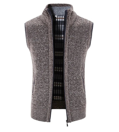 Autumn Winter Sweater Vest Men Thick Warm Sleeveless Cardigan Coat Knitted Vest Outerwear Zipper Sleevel Sweater Jacket Men Vest