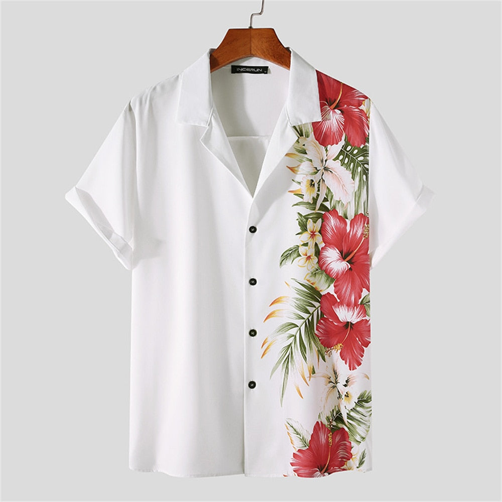 Men's Blouse 3D Printing Summer Coconut Tree Pattern Hawaiian Oversized Comfortable Casual Tops Short Beach Clothing Street Wear