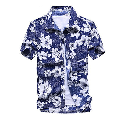 Summer Breathable Hawaiian Shirts Men Coconut Tree Printed Short Sleeve Button Down Vacation Chemise Homme Plus Size 3XL 4XL 5XL