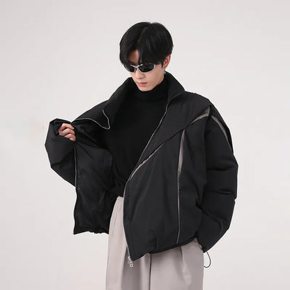 Men's Wear Winter New Korean Fashion Loose Personality Pleated Color Design Cotton Male Jacket Contrast Male Tops 9A6096