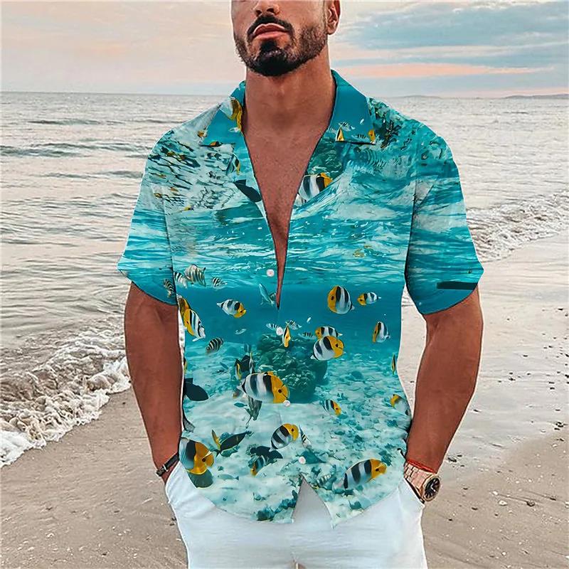 Coconut Tree Print Men's Polo Dazn Shirts And Blouses If Beach Fashion Short Sleeve Tops Oversize Streetwear Hawaiian Shirt 5xl