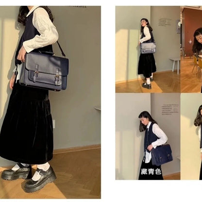 Vintage Backpack Korean Preppy Style Student School Bag For Girls Boys PU Female Male Messenger Bags Women Shoulder Bag Tote