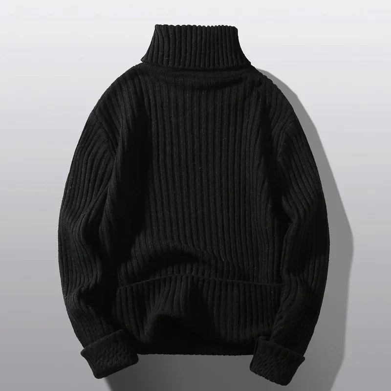 Autumn Winter Men's Turtleneck Sweaters Pullovers Solid Color Long Sleeve  Slim Fit Youth Knitted Casual Pullover Sweater Men