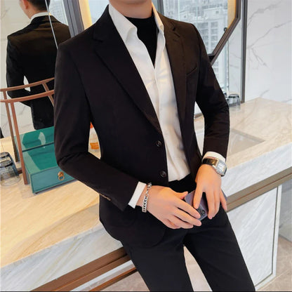 saferido Men's Spring Quality Business Suit Jackets/Male Slim Fit Fashion Tuxedo/Man Solid Color  Veste Homme Luxe Blazers Coats 3XL