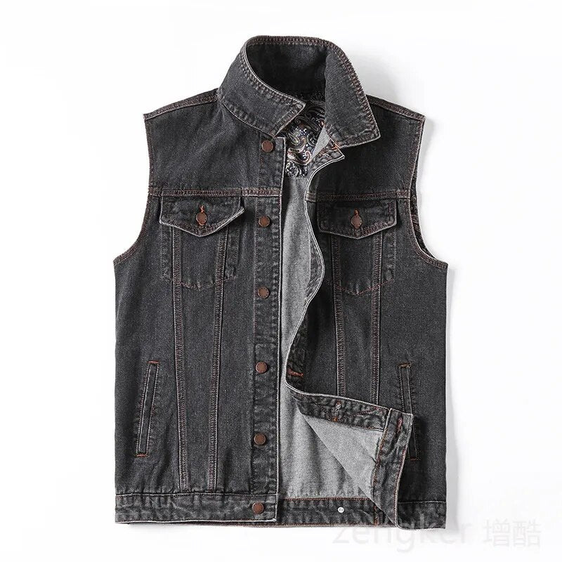 Men's Denim Vest Jacket Sleeveless Cowboy Vest Large Sizes 5XL-7XL Handsome Vest for Men Sleeveless coats