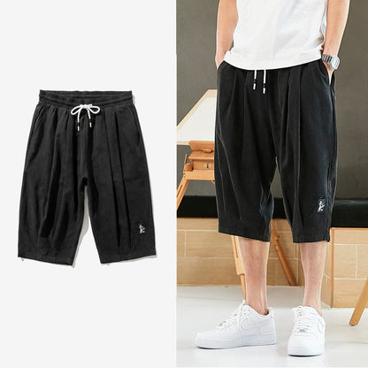 Plus Size Summer Harem Pants Men Short Joggers Chinese Style Calf-Length Casual Baggy Pants Male Capris Trousers 8XL