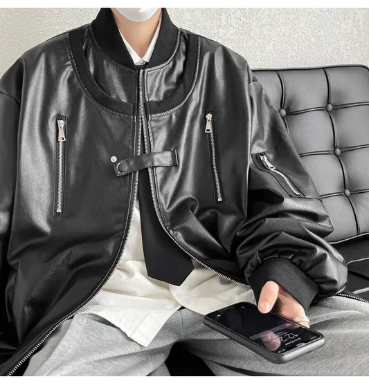 saferido Clothing Leather Jackets for Men Japanese Vintage Clothes Men's Spring Jackets Motorcycle Coat Bomber Male Coats Man