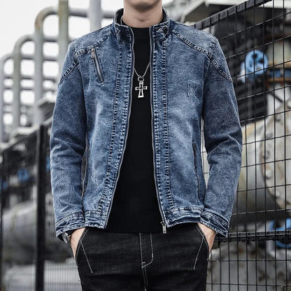 Men's Denim Shirts Long Sleeve Shirts Denim Jackets Men's Fashion Light Blue Printed Casual Shirts Denim Black Denim Jackets