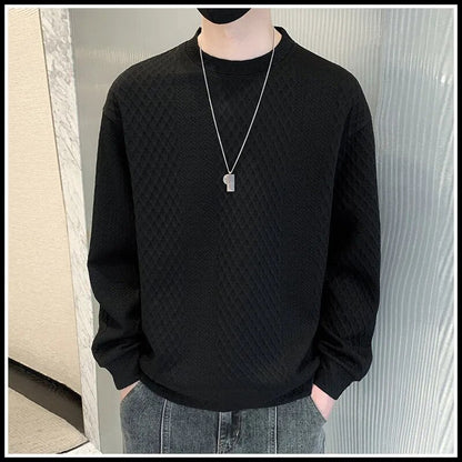 Spring Autumn Y2K Elegant Fashion KPOP Sweatshirt Man Fashion All Match Long Sleeve Top Solid Color Casual Pullover Male Clothes