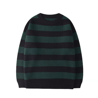 Striped Knitted Sweater Men Women Vintage Tate Langdon Loose Sweaters Harajuku Green Warm Autumn Jumper Pullover Unisex Casual