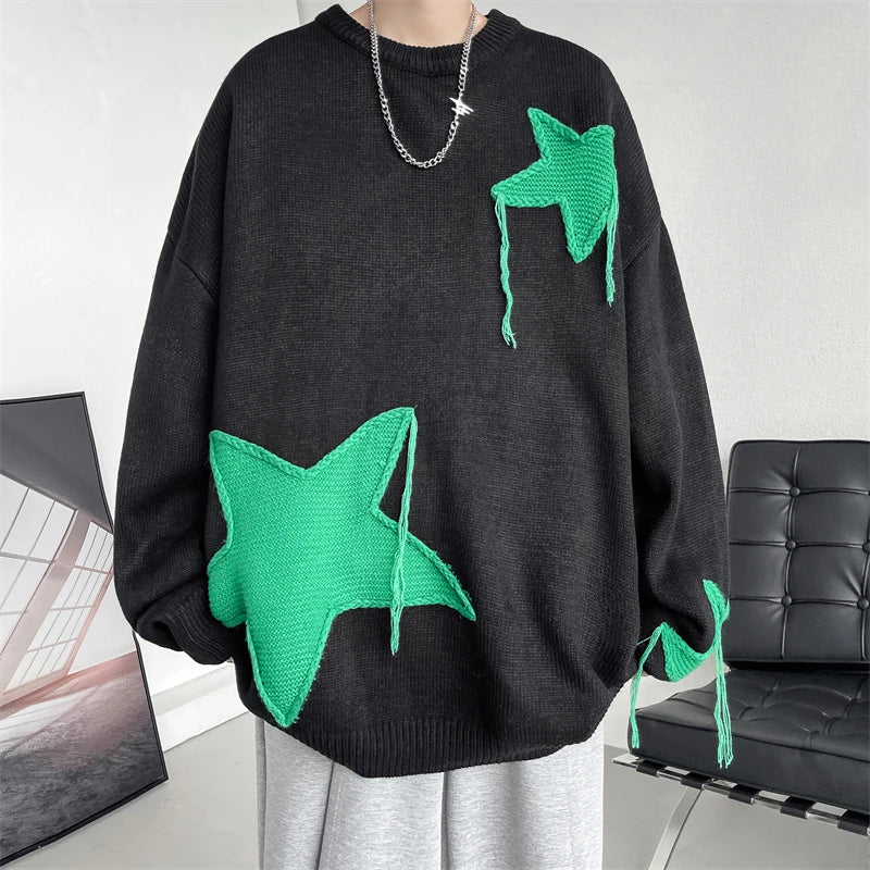 saferido Men's Winter Sweater Knitwear Pullover Knit Harajuku Printed Sweaters Male Clothes Luxury Clothing Korean Popular Clothes New