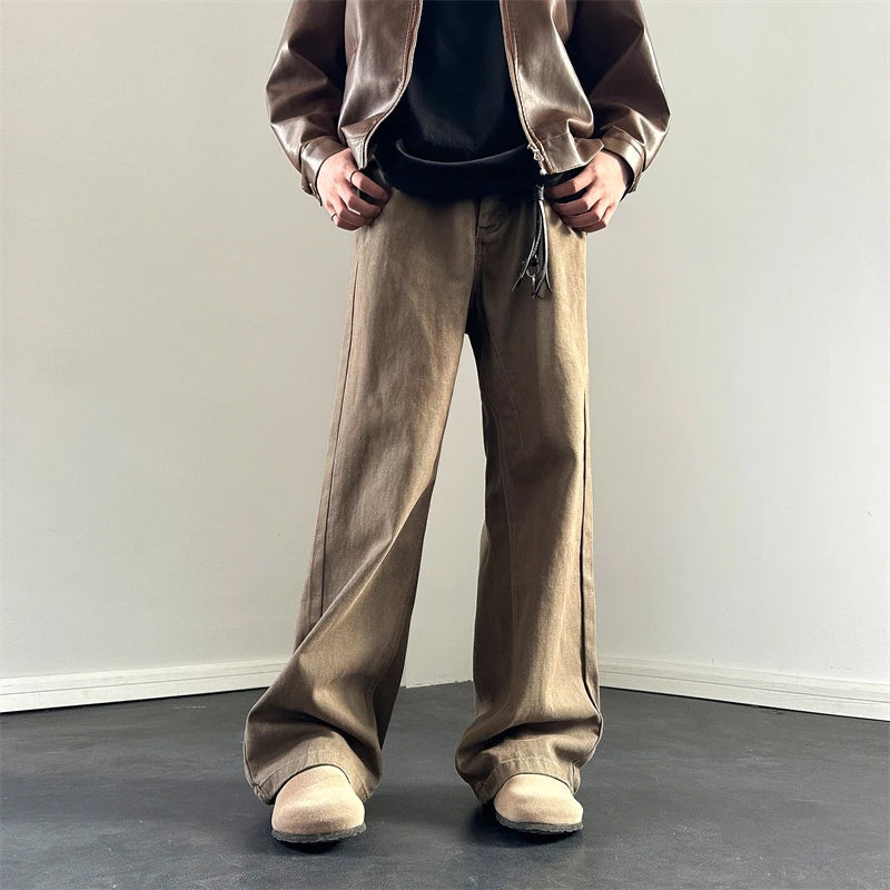 saferido Brown Baggy Jeans Men Casual Oversized Vintage Jeans Men Streetwear Hip-hop Loose Wide Leg Jeans Mens Retro Denim Trousers S-3XL