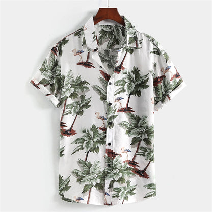 Hawaiian Men Flower Shirt Clothes Loose Breathable Summer Street Casual Chic Turn-down Collar Short Sleeve Tops 5xl