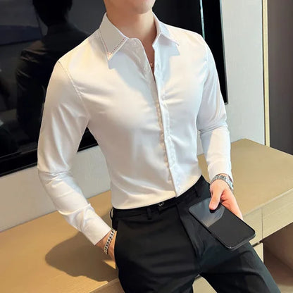 saferido  Brand Clothing Men's Spring High Quality Long Sleeve Shirts/Male Slim Fit Business Office Dress Shirt Camisas Masculinas