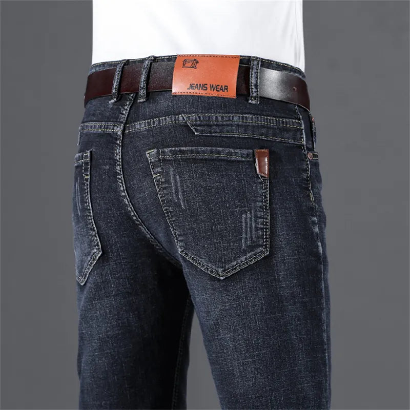 Stretch Men's Jeans Spring Summer New Fashion Casual Business Classic Male Clothing Blue Black Denim Trousers