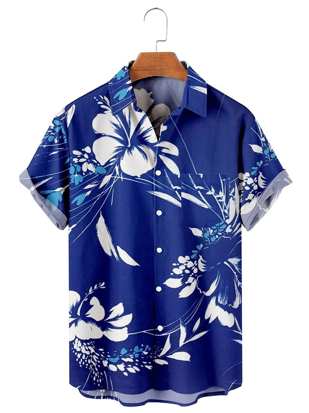 Hawaiian Men Flower Shirt Clothes Loose Breathable Summer Street Casual Chic Turn-down Collar Short Sleeve Tops 5xl