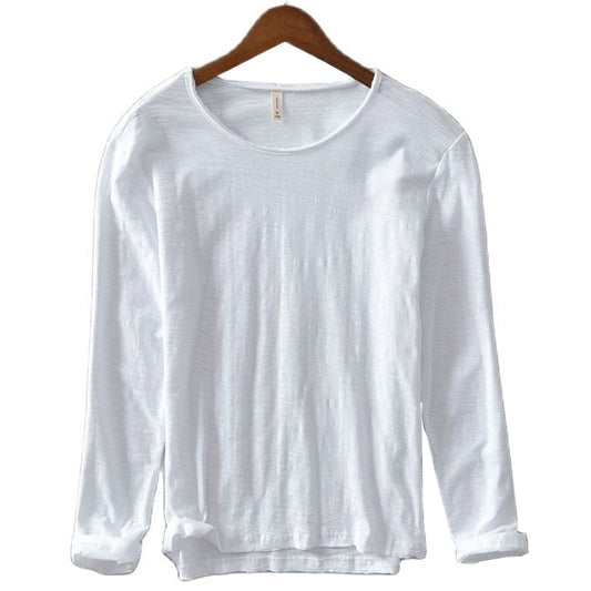 New  Autumn Solid Color Long-sleeved T-shirt Men's Casual Bottoming T-shirt Male Cotton Crew Neck T-Shirt