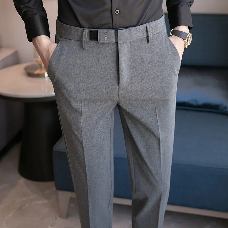 saferido Slim business suit pants men oversize loose straight pants solid color casual embroidery all-match classic trousers four seasons