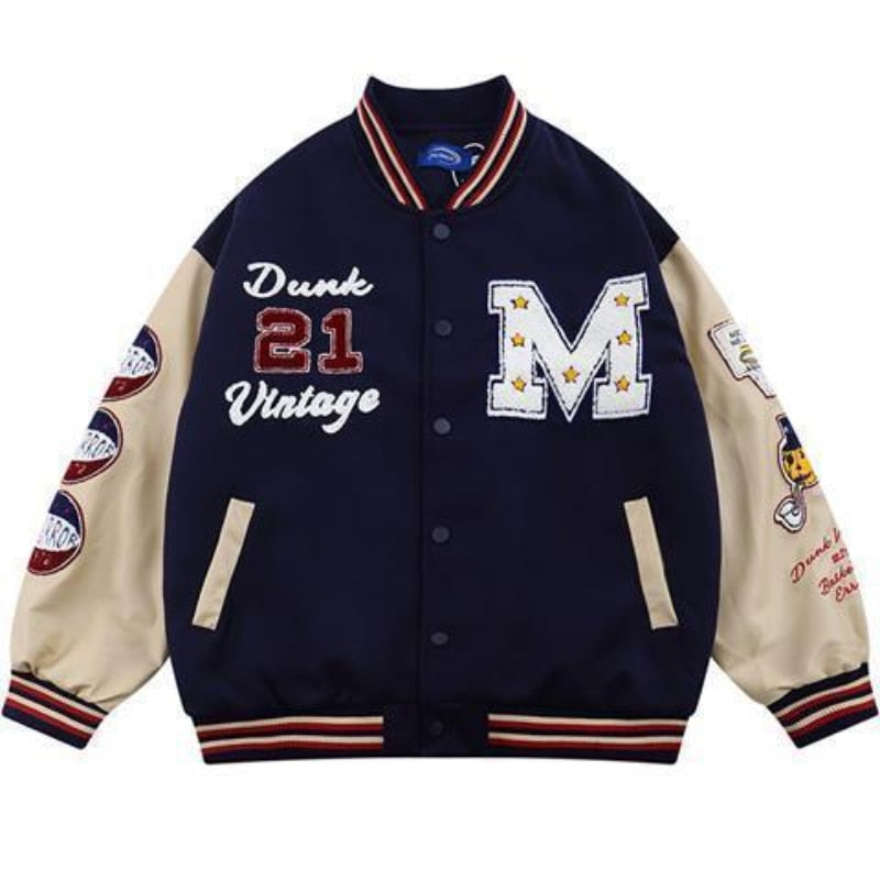 New American Retro Letter Embroidered Jackets Coat Men Y2K Street Hip Hop Trend Baseball Uniform Couple Casual Loose Jacket