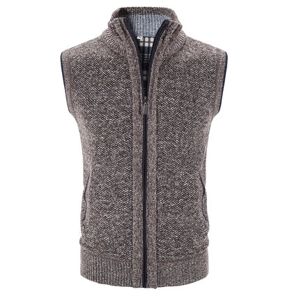 Autumn Winter Sweater Vest Men Thick Warm Sleeveless Cardigan Coat Knitted Vest Outerwear Zipper Sleevel Sweater Jacket Men Vest