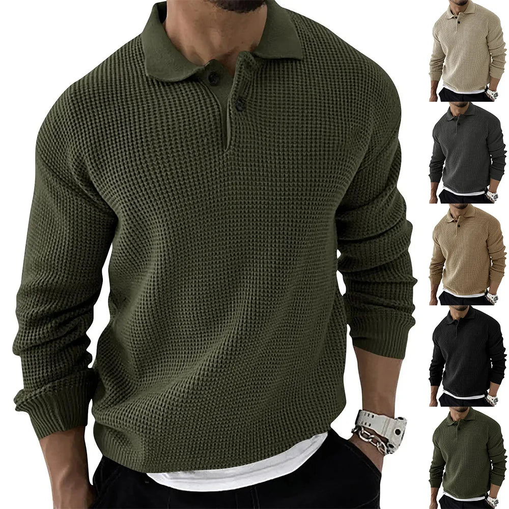 Vintage Sweater Man Korean Trend Baggy Knitted Sweaters Men Turn Down Collar Casual Sweatshirts Male Tops