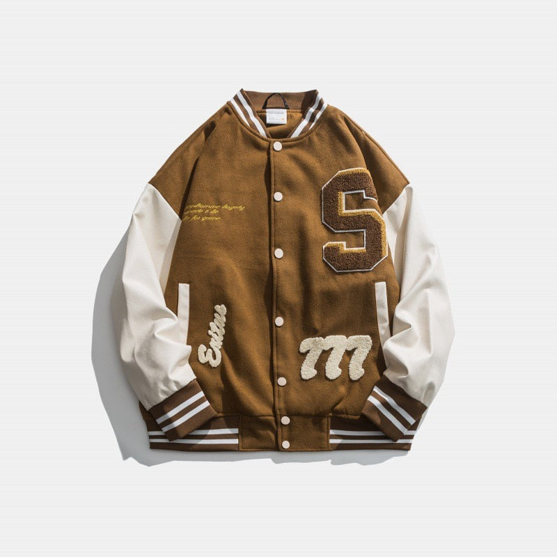 Men's Retro Letter Embroidered Jackets Spring Coat Y2K Hip Hop Trend Baseball Uniform Couple Casual American Street Loose Jacket